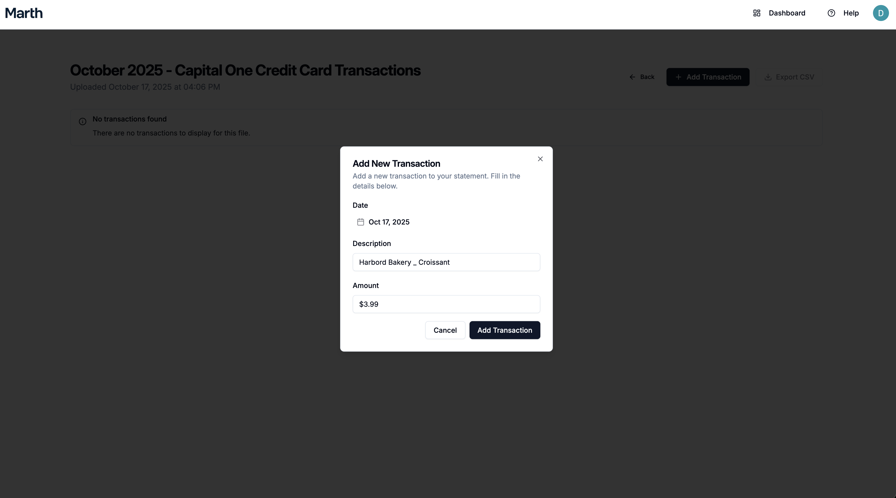 Add a new transaction to a file