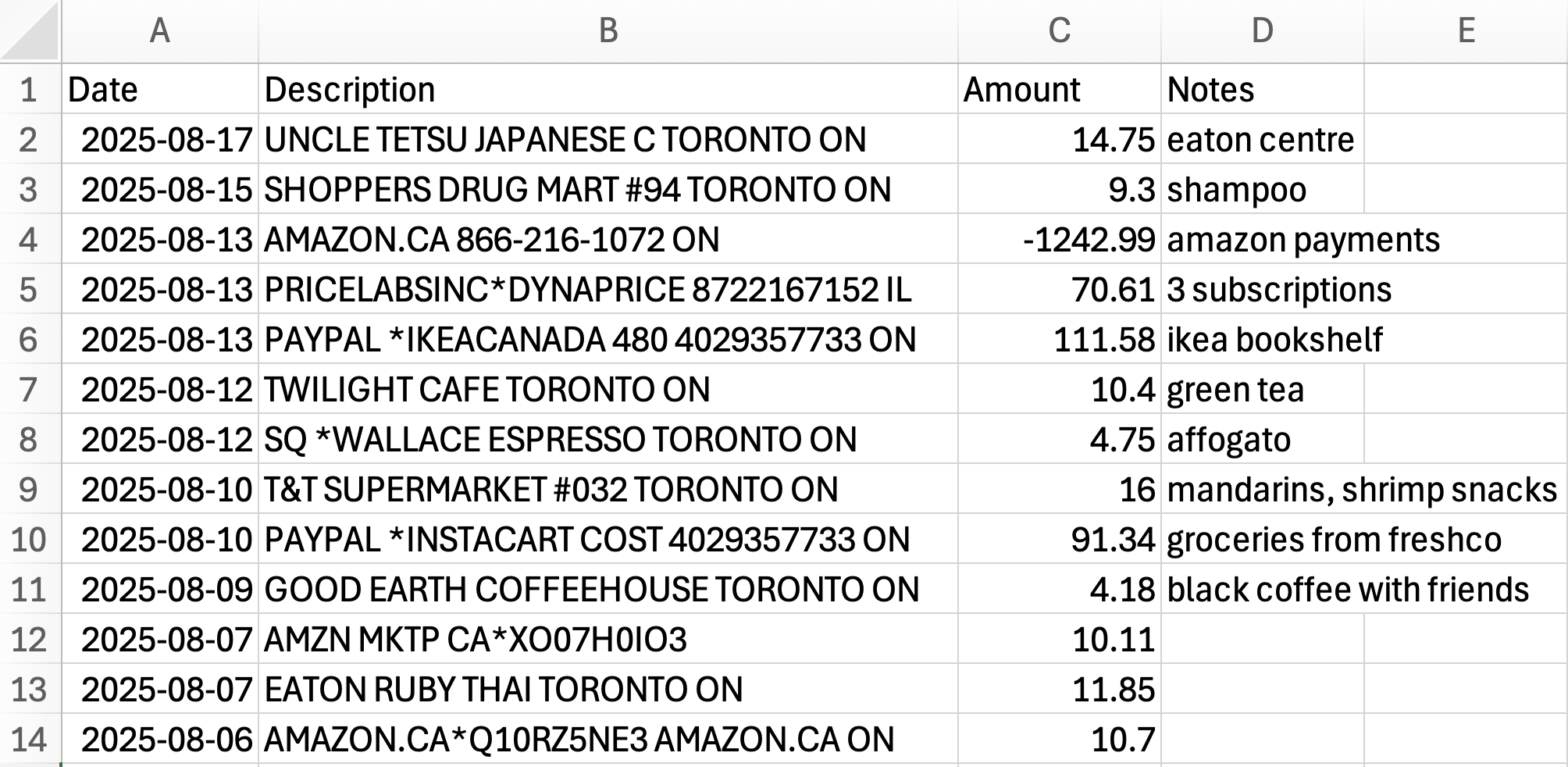 Export transactions to CSV